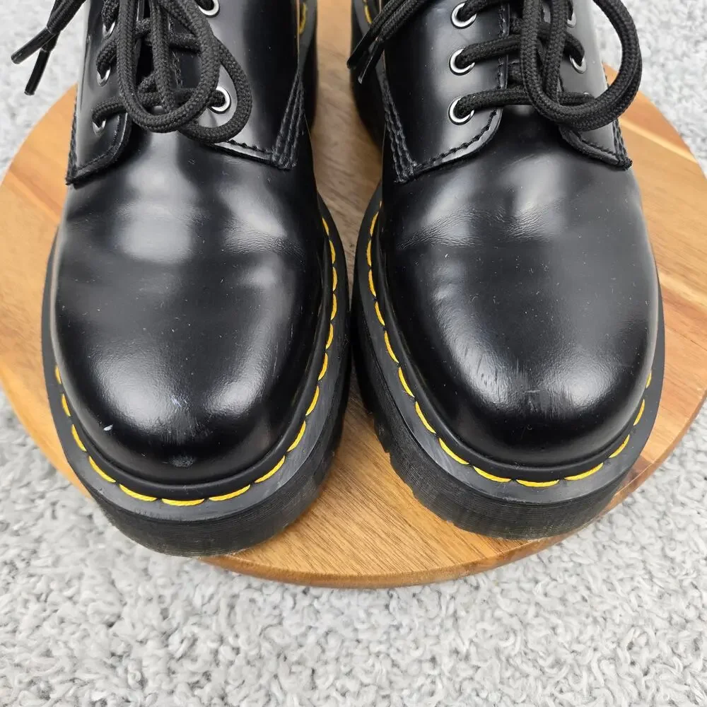 Dr. Martens Womens 10 8053 Quad Black Platform 5-Eye Low Top Casual Y2K Boots